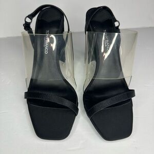 Tony Bianco Shaq Black Strap and Clear Upper Heels Size 6.5